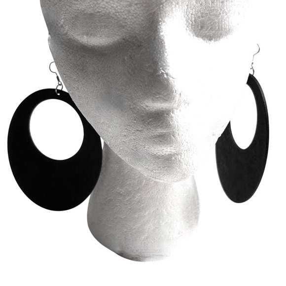 MCM Style Large Wood Pierced Earrings - Picture 1 of 5